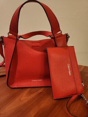 Calvin Klein Faux Leather Bag Bright Red